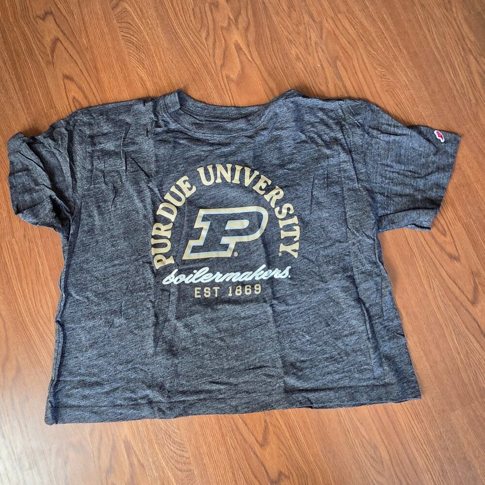 Purdue University Size XL Grey Cropped Tee